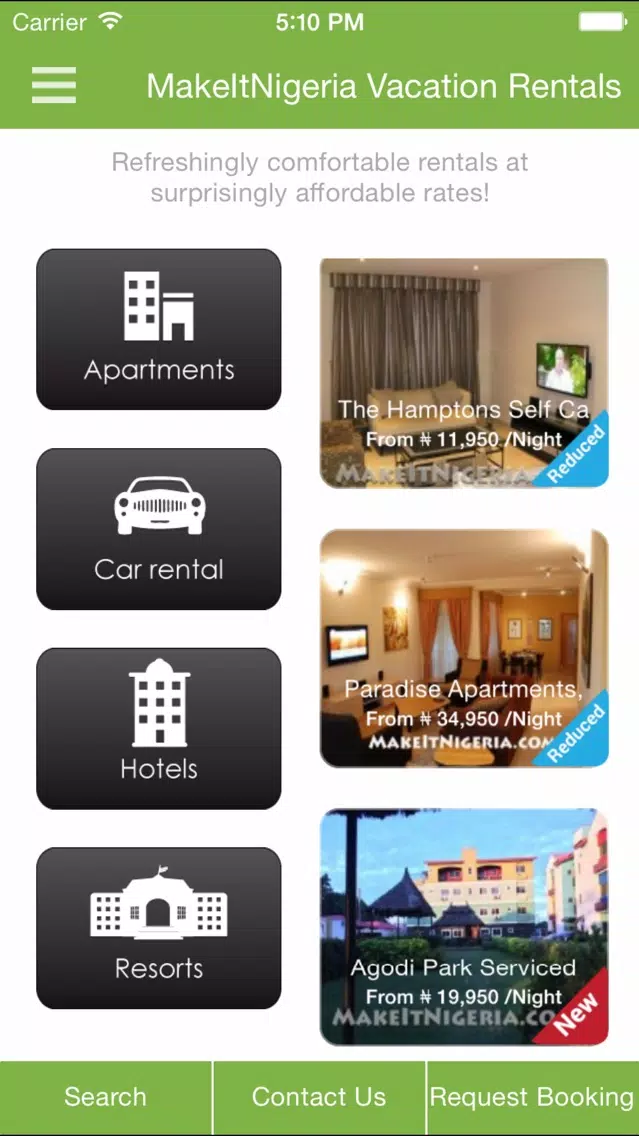 MakeItNigeria Apartment, Car & Hotel Rentals Screenshots