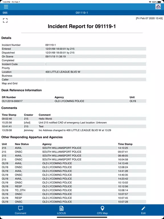 AppTrak First Response iPad Screenshots