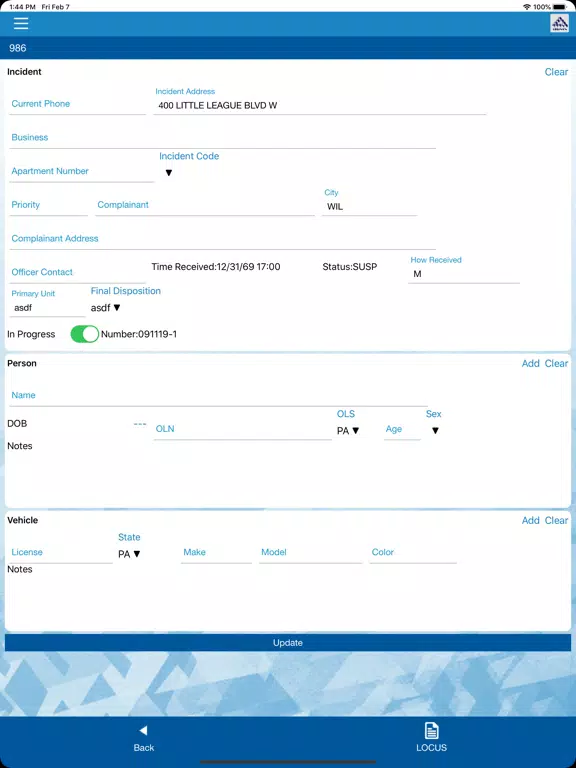 AppTrak First Response iPad Screenshots