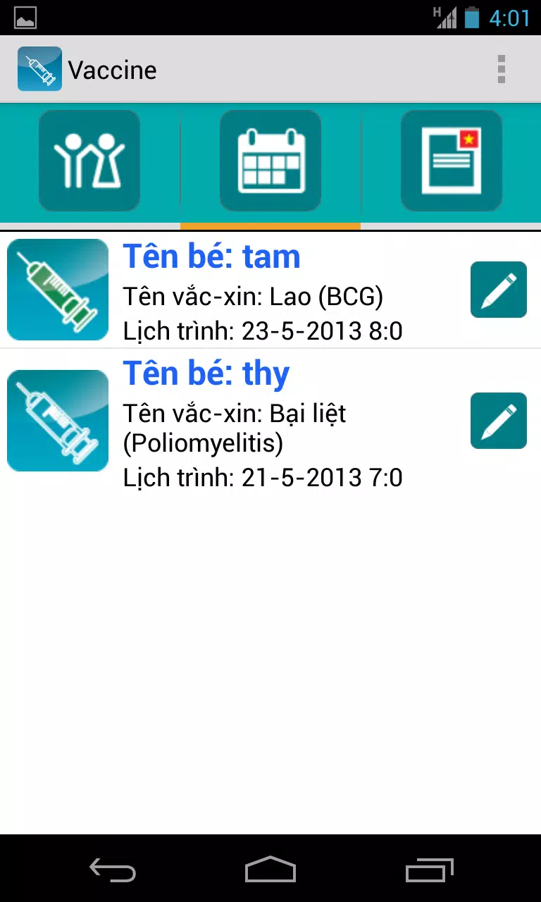 Quản lý lịch tiêm chủng Screenshots