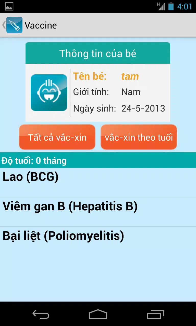 Quản lý lịch tiêm chủng Screenshots