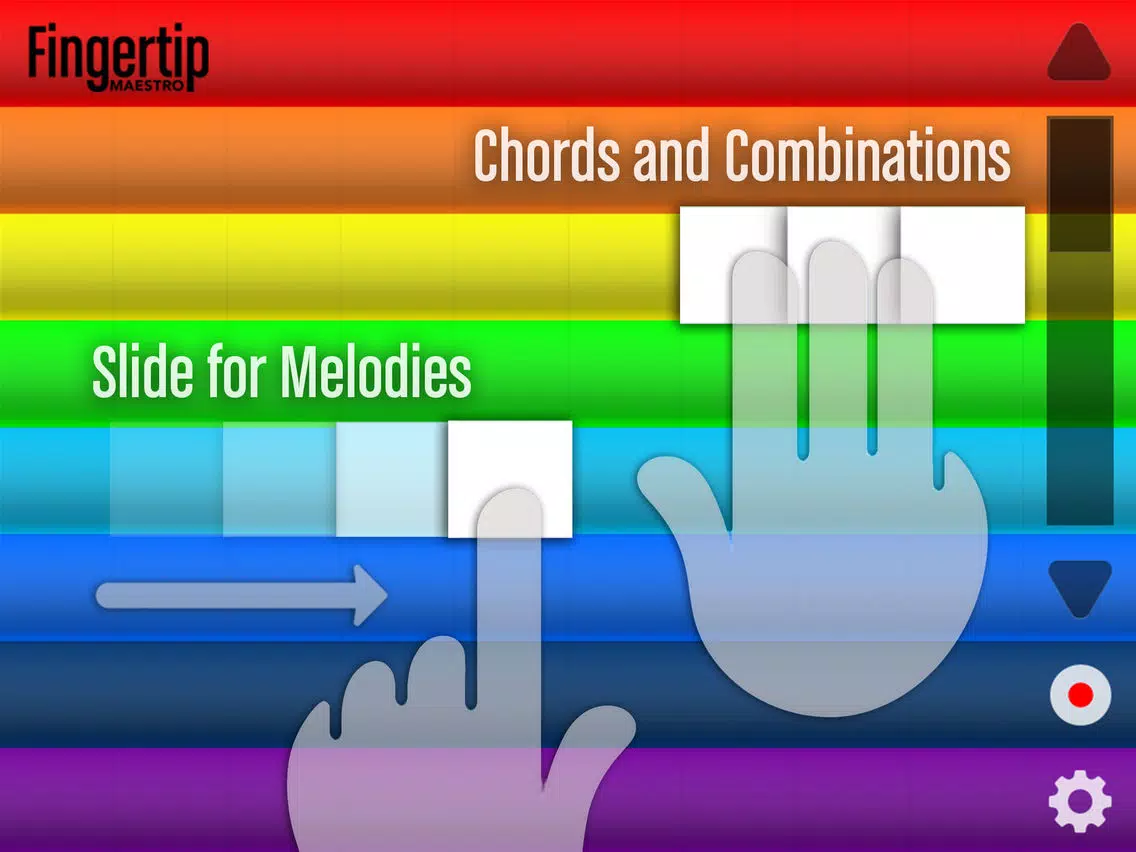 Fingertip Maestro - Play piano chords, learn best guitar, fun drums, great music keyboard. Compose, share, record & export tagged HD PRO audio. iPad Screenshots