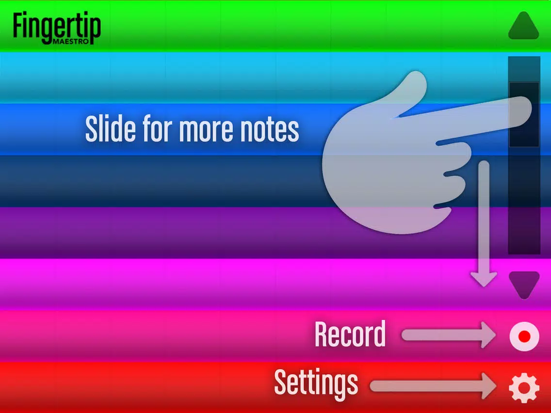 Fingertip Maestro - Play piano chords, learn best guitar, fun drums, great music keyboard. Compose, share, record & export tagged HD PRO audio. iPad Screenshots