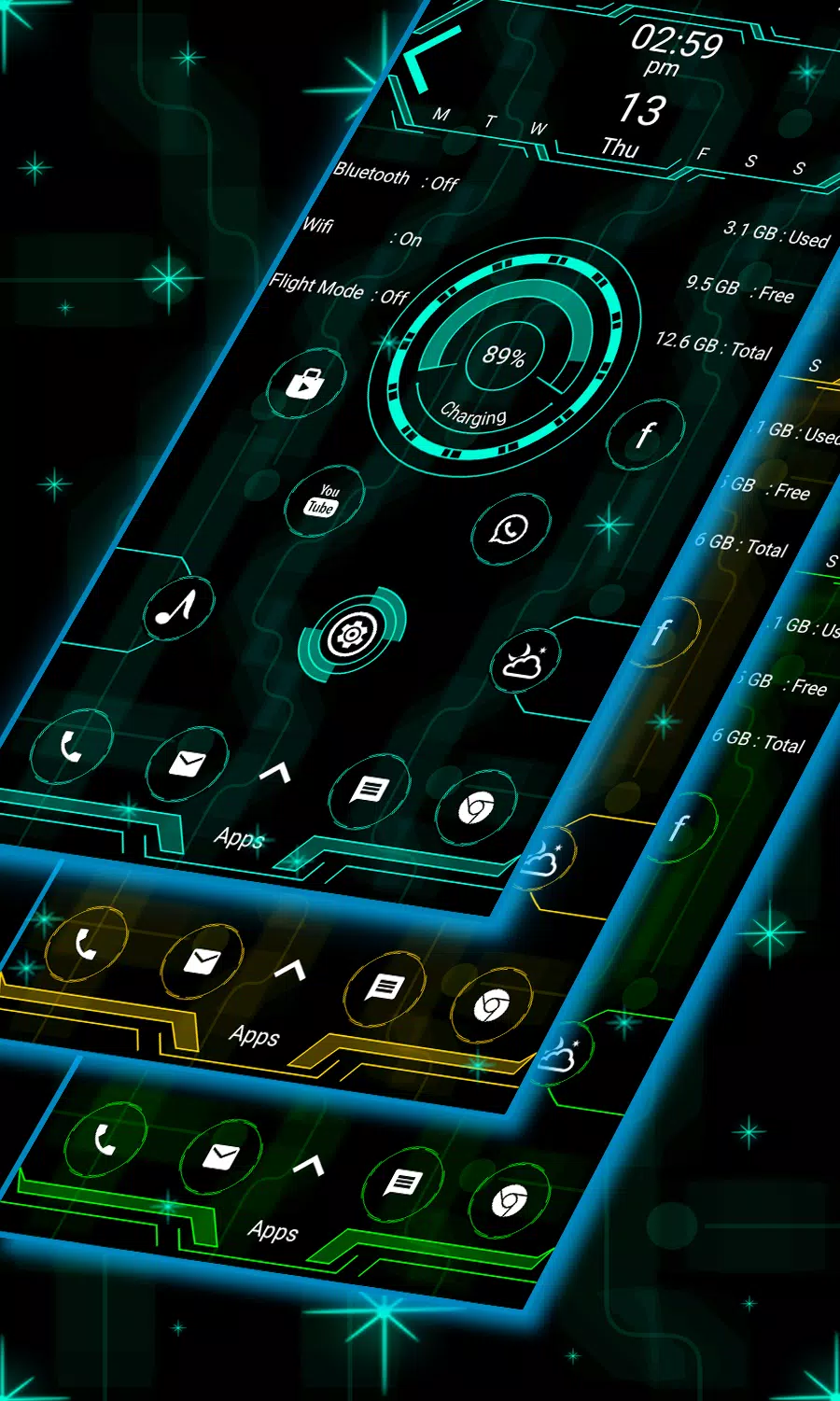 Hi-tech snappy launcher -theme Screenshots