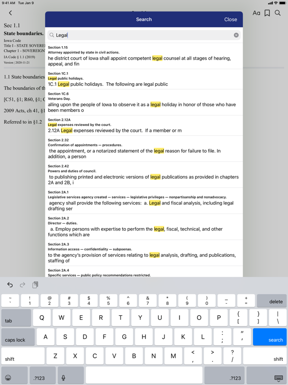 Iowa Code by PocketLaw iPad Screenshots