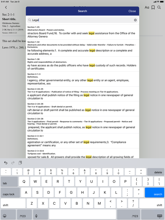Oklahoma Statutes by PocketLaw iPad Screenshots