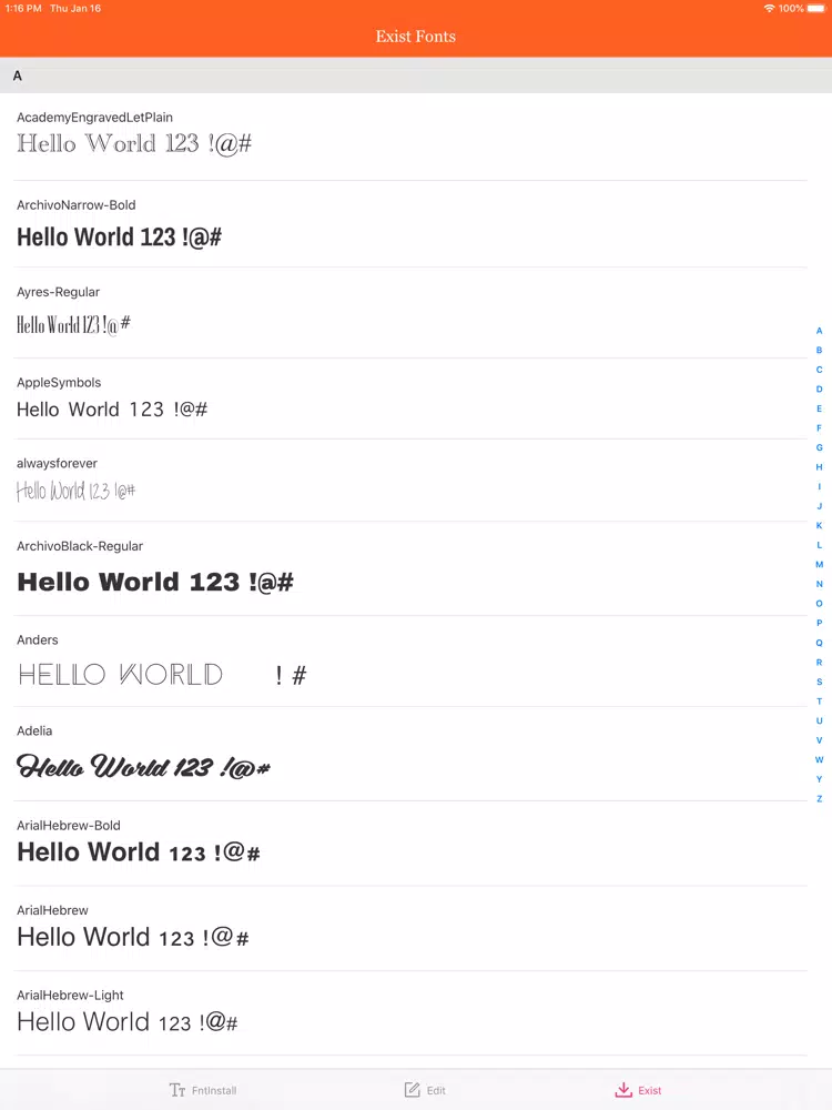 Fonts Install - Cool Fonts iPad Screenshots