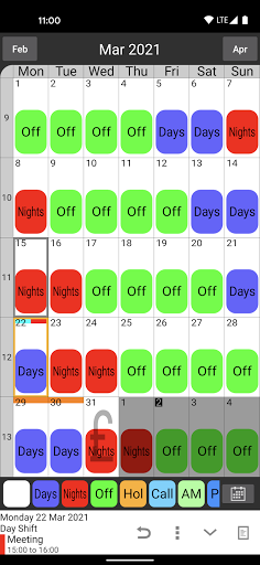 Shift Work Calendar Screenshots