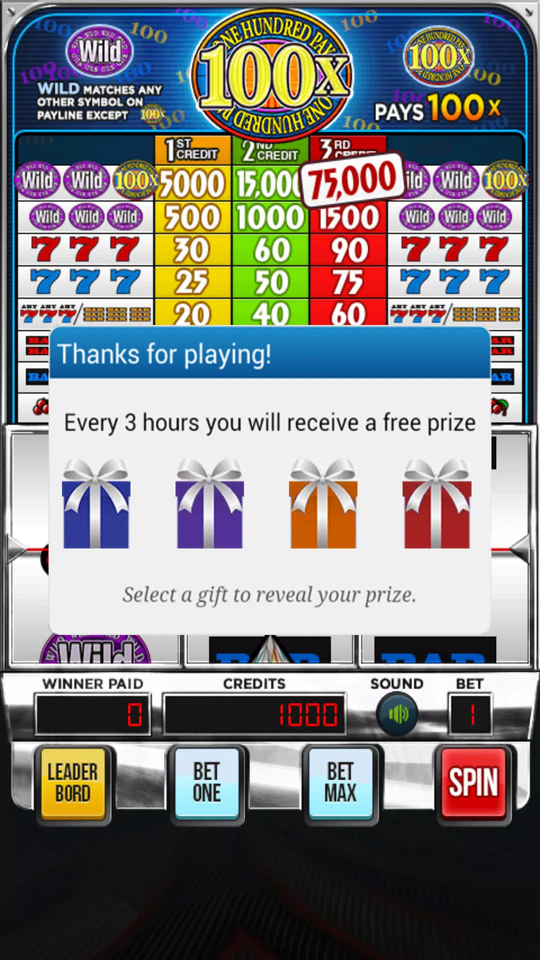Capturas de tela do One Hundred Deluxe Slot