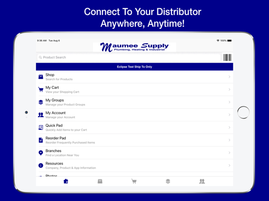 Maumee Supply OE Touch iPad Screenshots