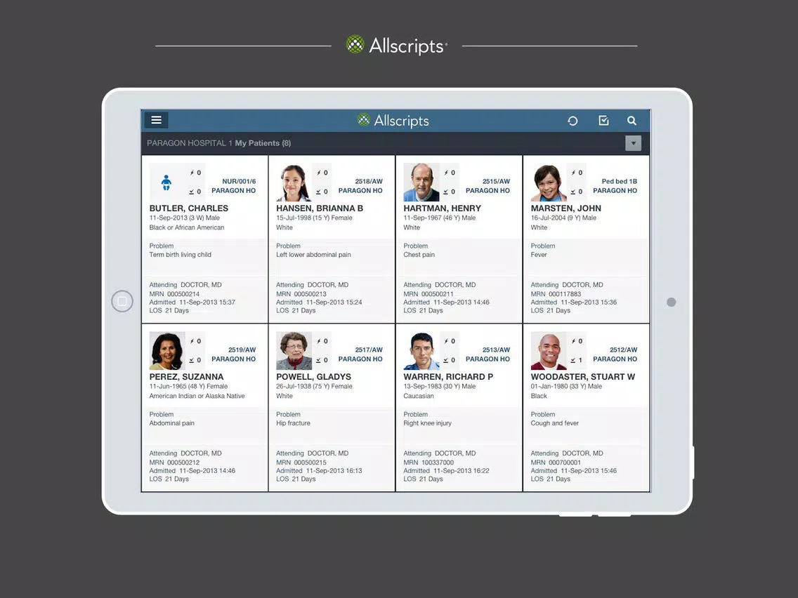 Paragon Clinician Mobile iPad Screenshots