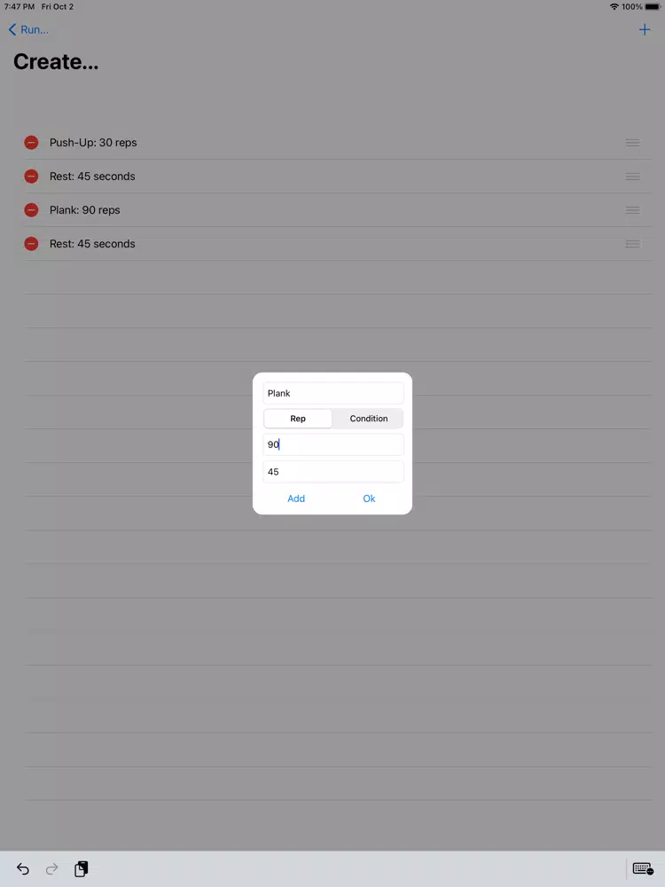 Exercise Creator: Fitness iPad Screenshots