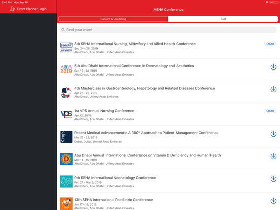 ภาพหน้าจอของ MENA Conference iPad