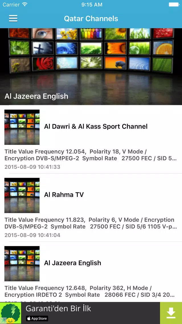 Qatar TV Channels Sat Info Screenshots