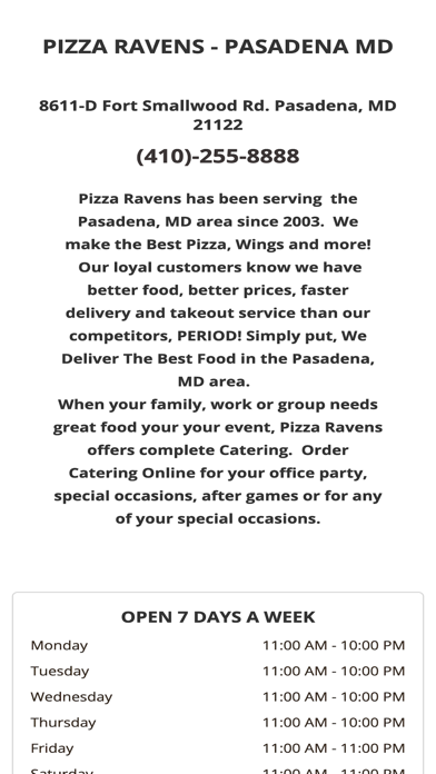 Pizza Ravens App Screenshots