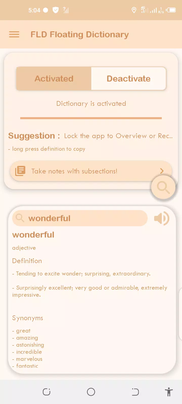 FLD Floating Dictionary -Search meanings instantly Screenshots