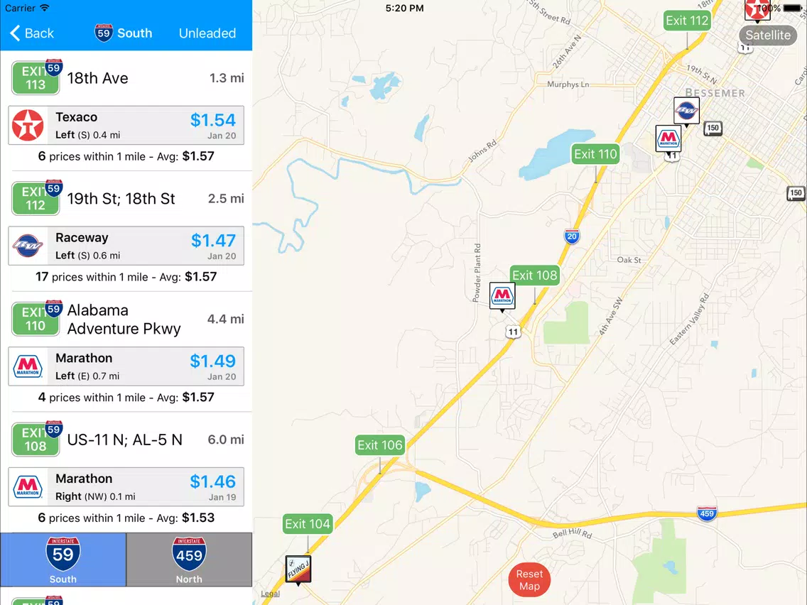 iExit Gas: Cheapest Gas Prices By Interstate Exit iPad Screenshots