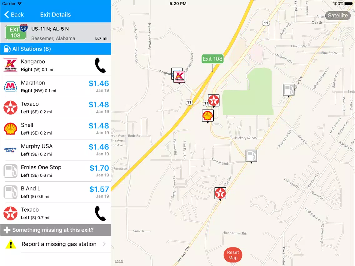 iExit Gas: Cheapest Gas Prices By Interstate Exit iPad Screenshots