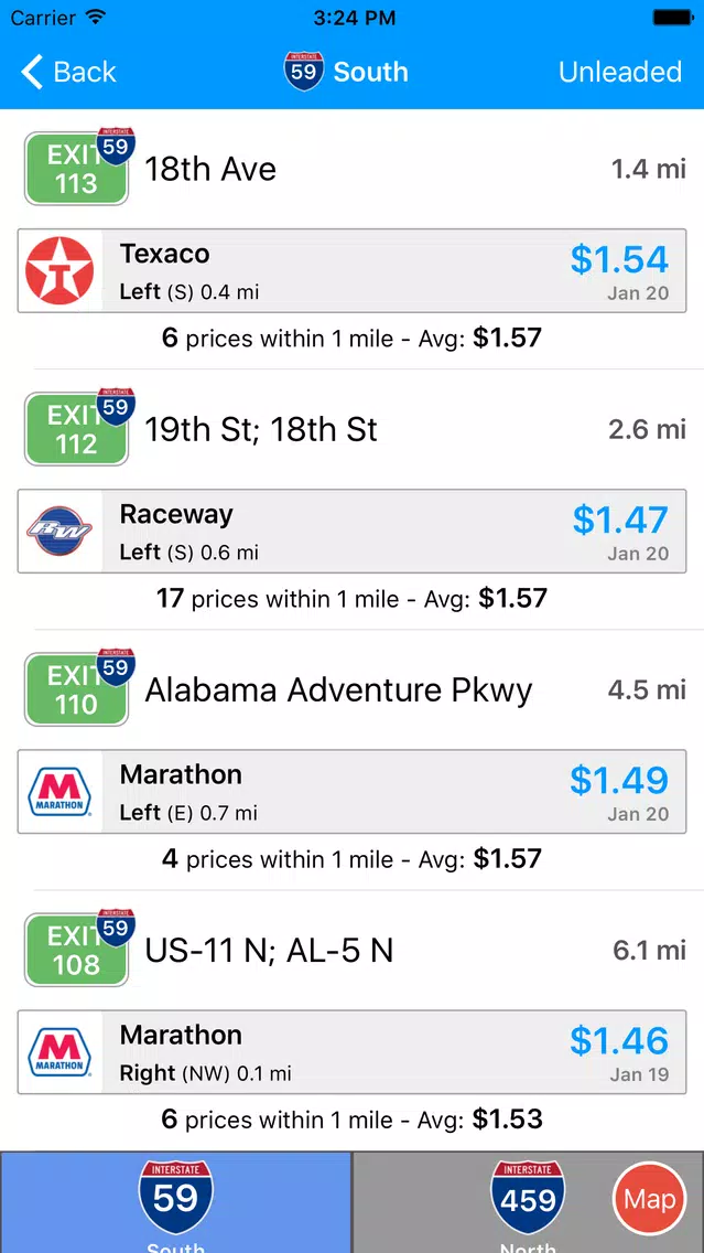iExit Gas: Cheapest Gas Prices By Interstate Exit Screenshots