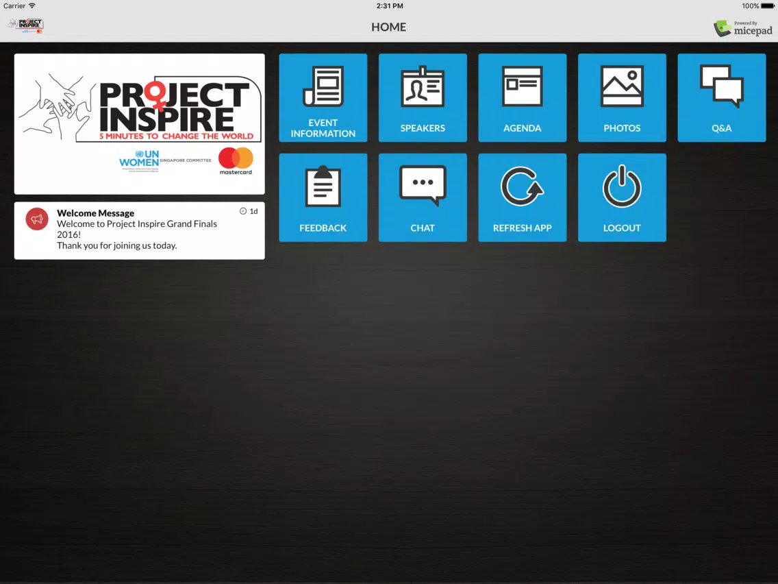Project Inspire 2016 iPad Screenshots