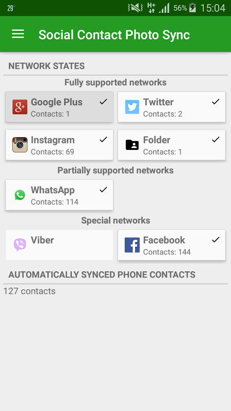 Social Contact Photo Sync Screenshots