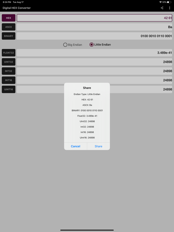 Digital Hex Converter iPad Screenshots