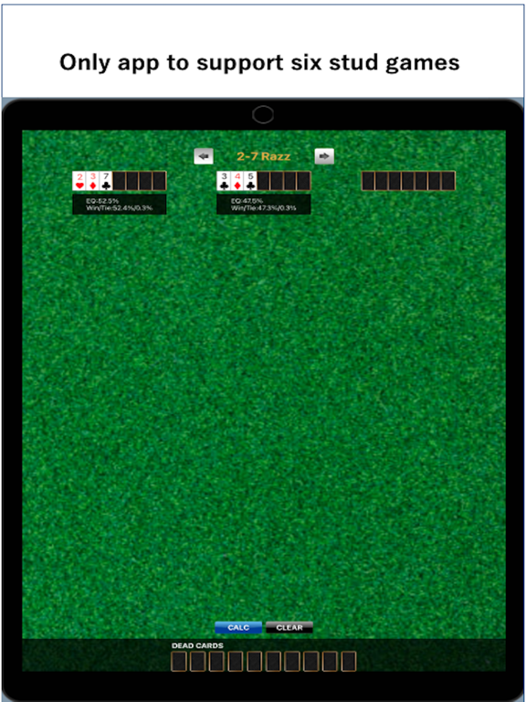 Stud game odds calculator iPad Screenshots
