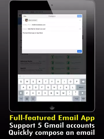 Safe Mail for Gmail Free : secure and easy email mobile app with Touch ID to access multiple Gmail and Google Apps inbox accounts iPad Screenshots