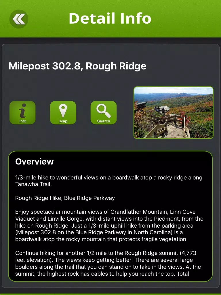 Blue Ridge Parkway Mile-By-Mile iPad Screenshots