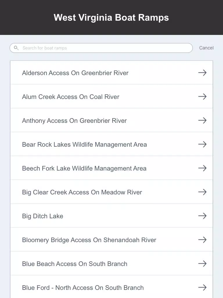 West Virginia Boat Ramps & Fishing Ramps iPad Screenshots