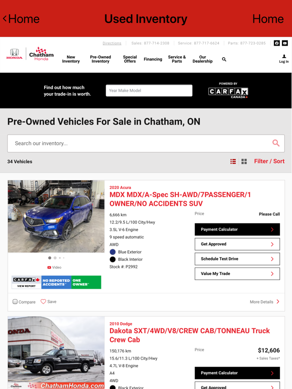 Chatham Honda iPad Screenshots