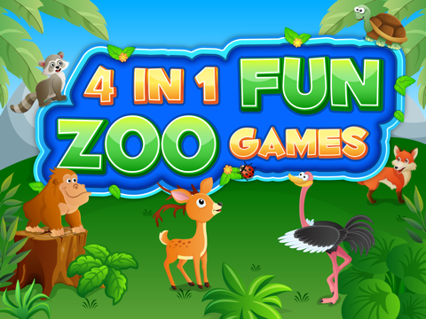 4 in 1 Fun Zoo Games Free - Learning & Educational Activities App for Kids & Toddlers iPad Screenshots