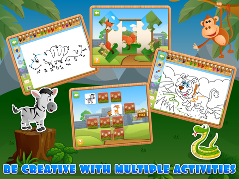 4 in 1 Fun Zoo Games Free - Learning & Educational Activities App for Kids & Toddlers iPad Screenshots