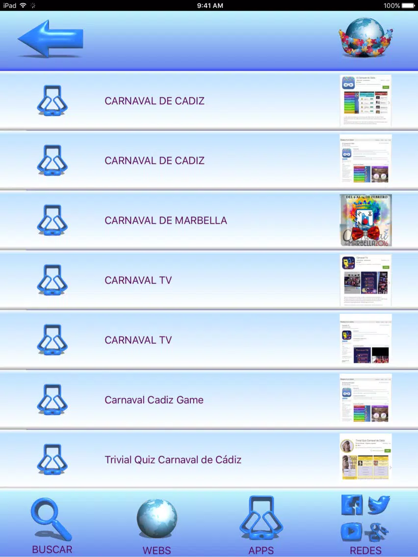 CARNAVAL WEB iPad Screenshots