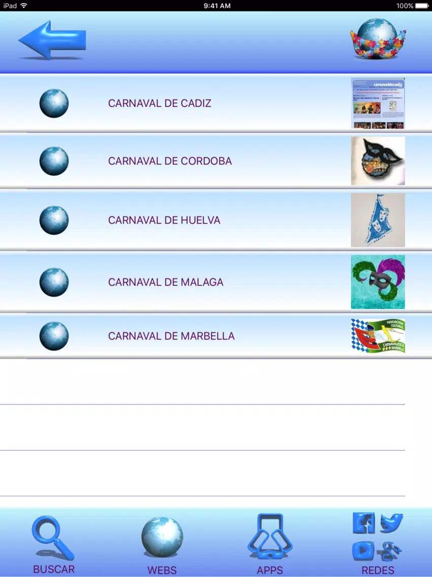 CARNAVAL WEB iPad Screenshots