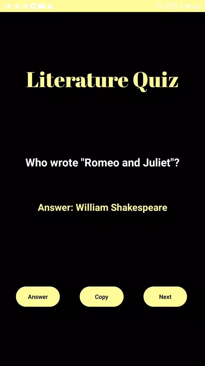 Literature Quiz Screenshots
