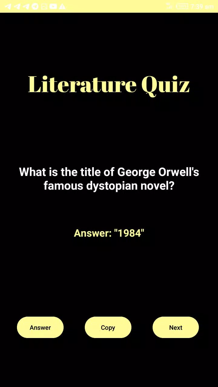Literature Quiz Screenshots