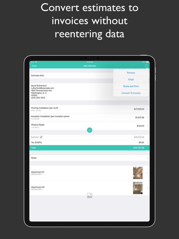 JotNot Invoice iPad Screenshots