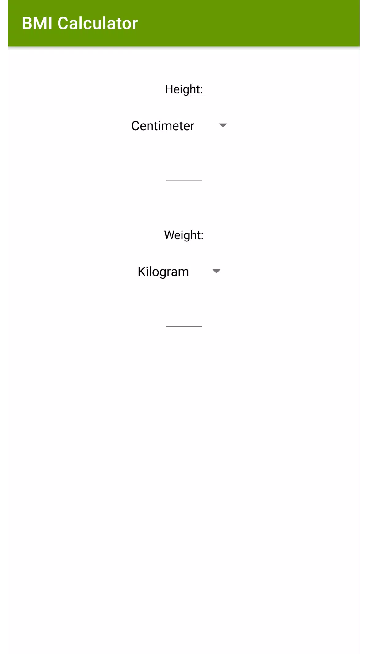 BMI Calculator Screenshots