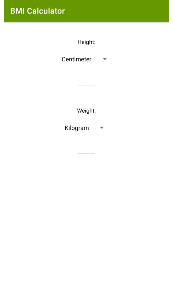 BMI Calculator Screenshots