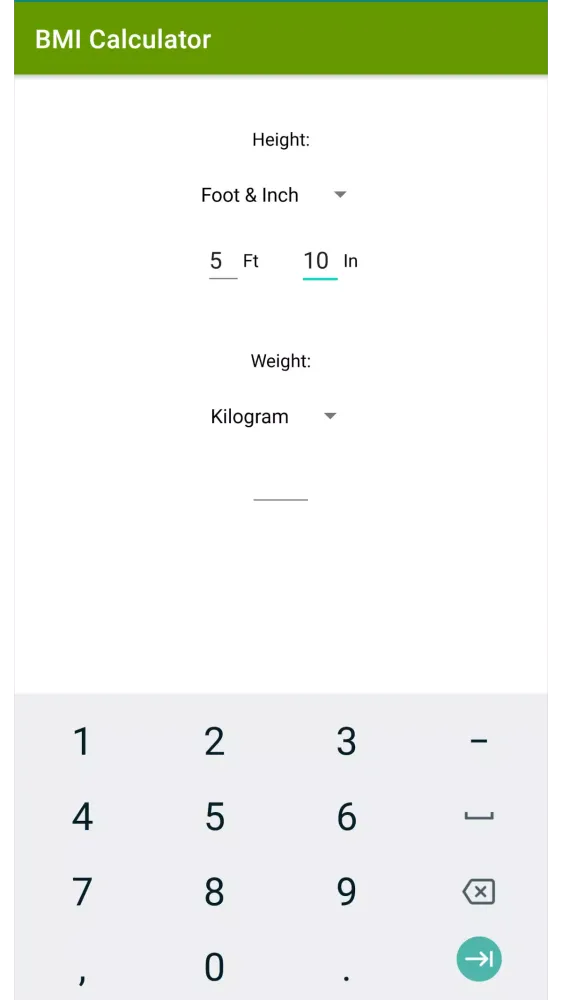 BMI Calculator Screenshots