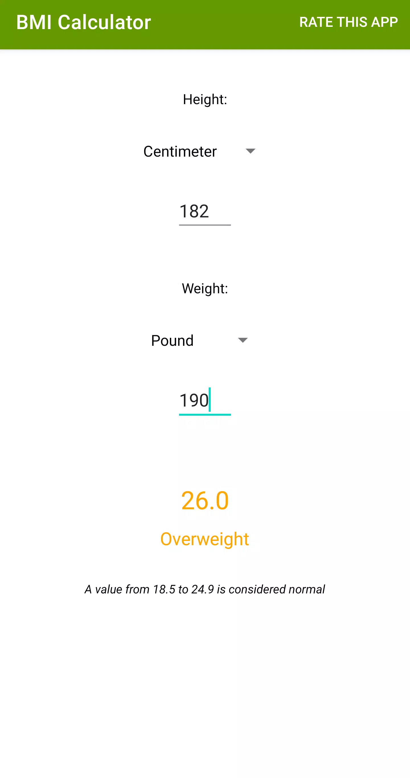 BMI Calculator Screenshots