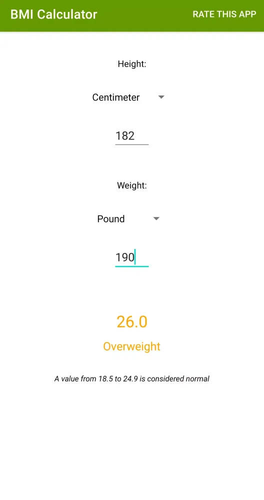 BMI Calculator Screenshots