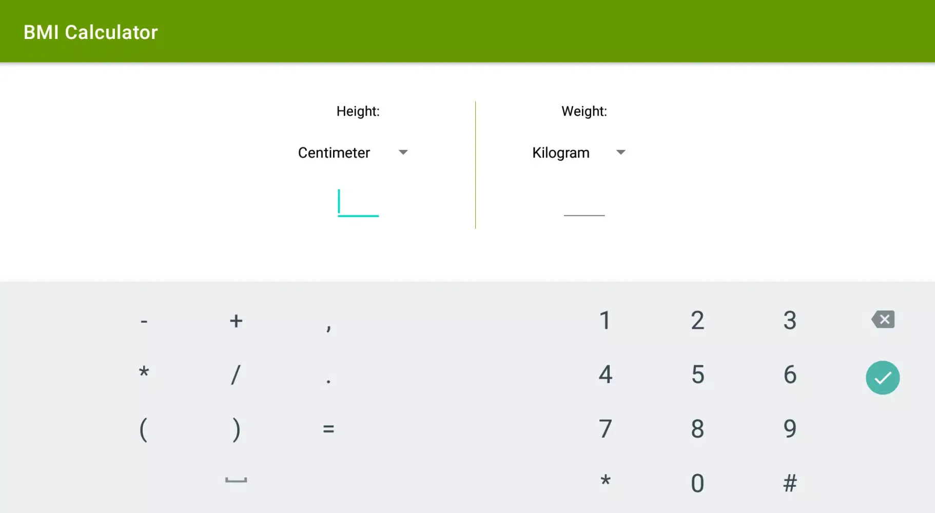BMI Calculator Screenshots