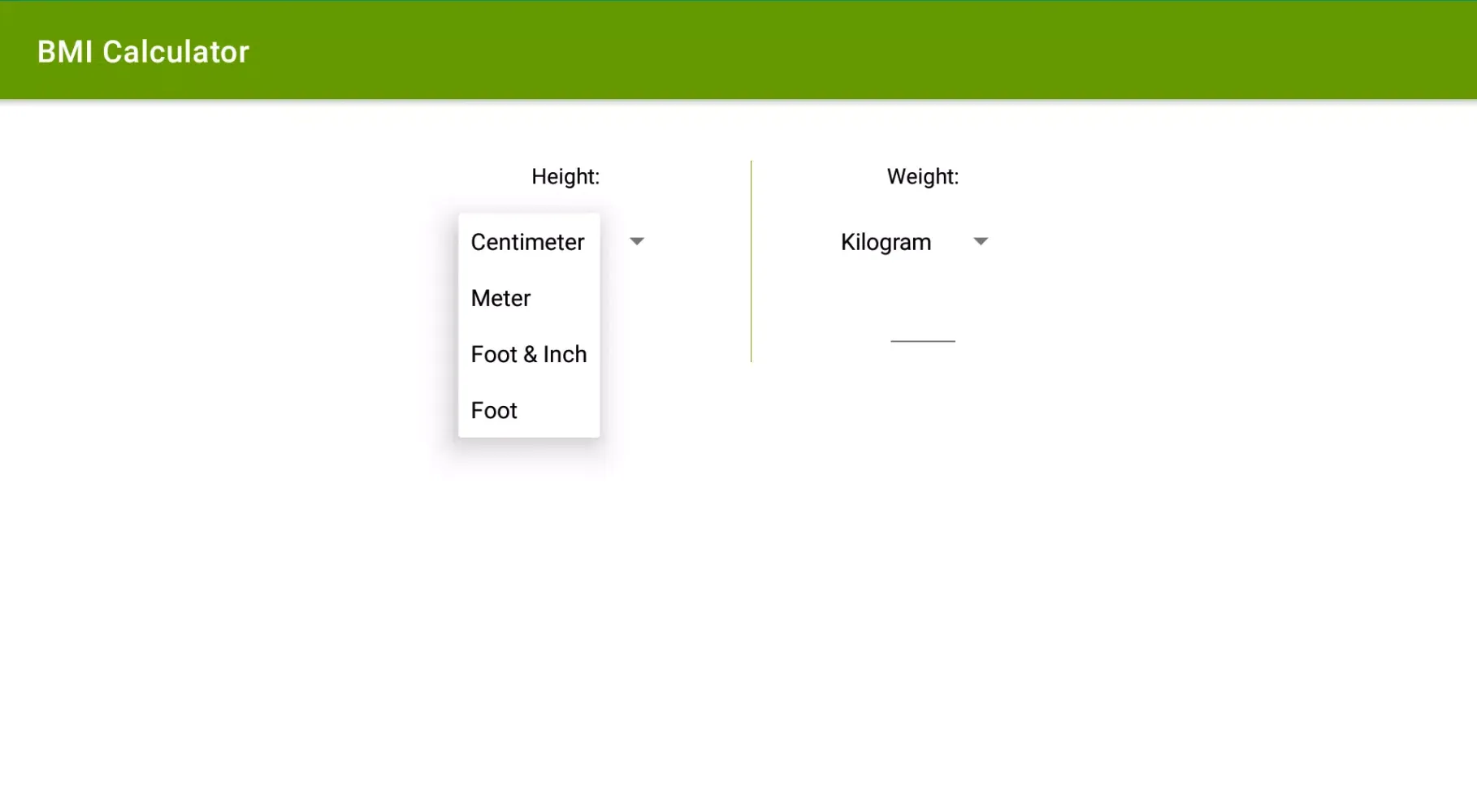 BMI Calculator Screenshots