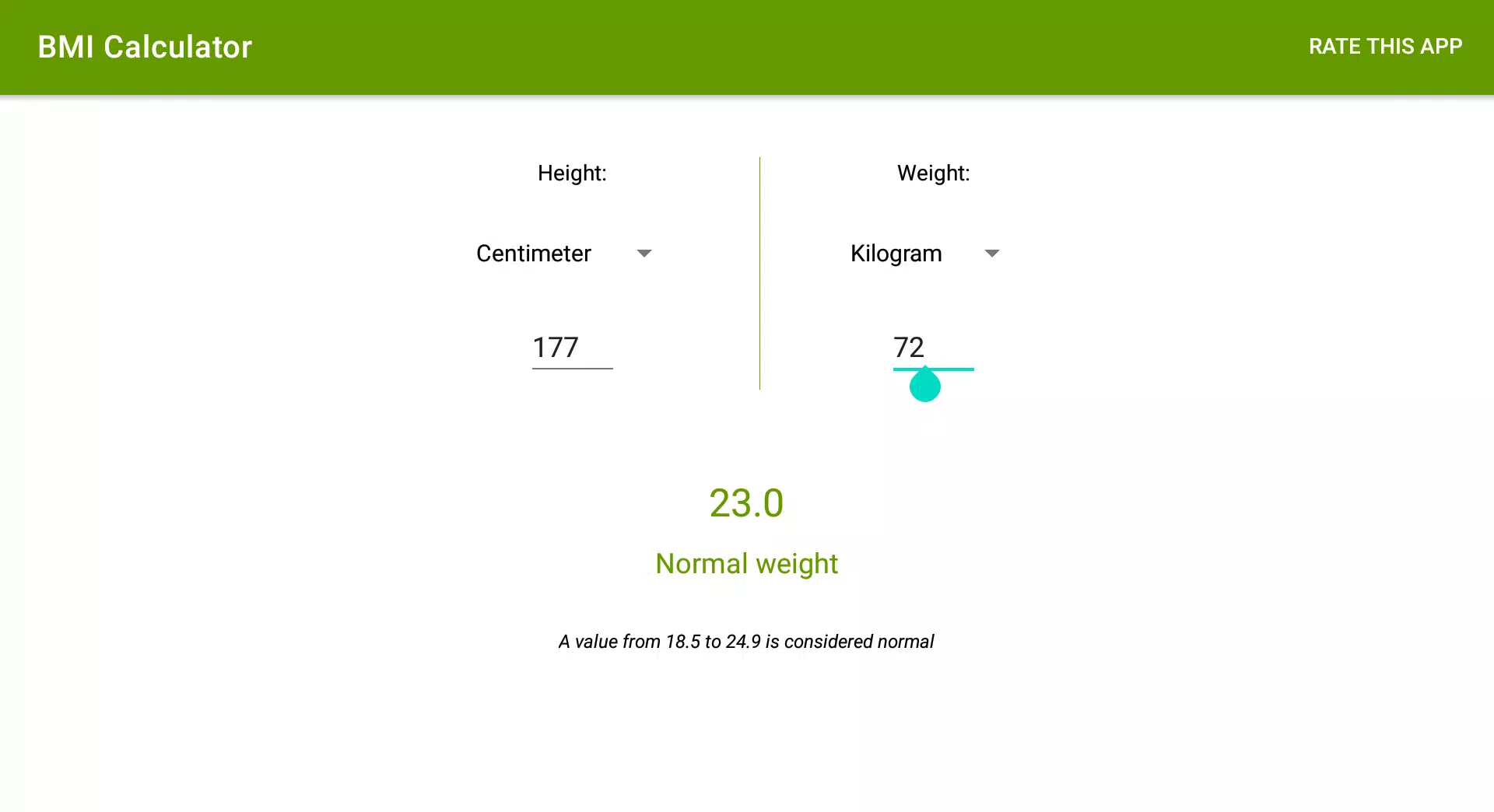 BMI Calculator Screenshots