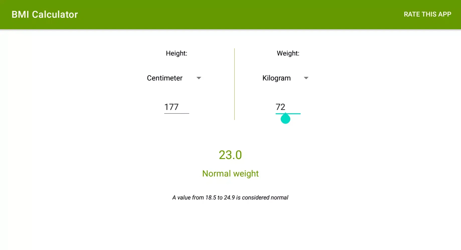 BMI Calculator Screenshots