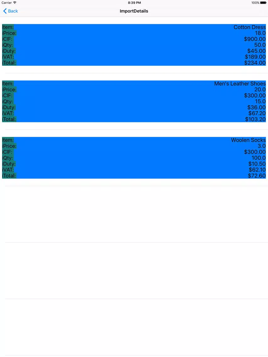 Customs Duty Calculator iPad Screenshots
