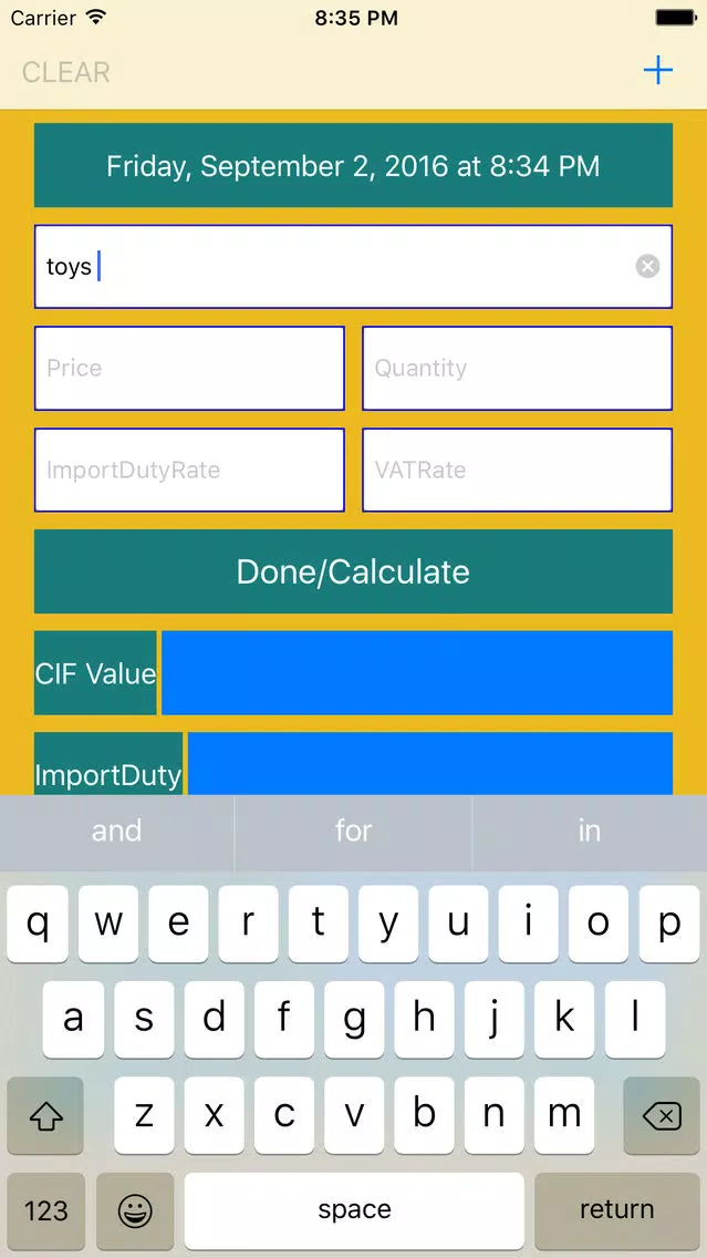 Customs Duty Calculator Screenshots