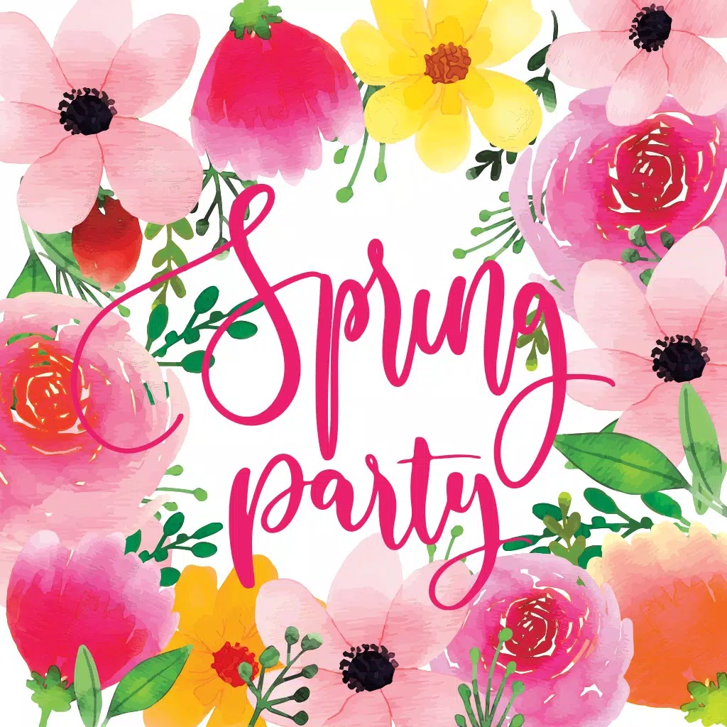 Watercolor Spring Flower Party Watercolor Spring Flower Party